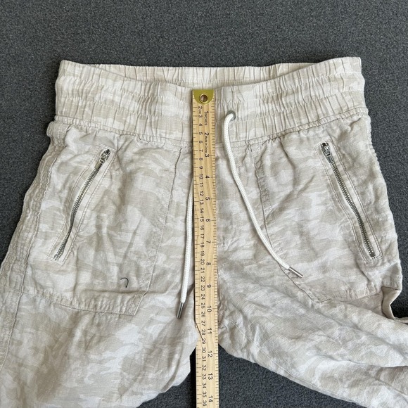 Athleta Pants Womens 4 Beige Cabo Tide Linen Jogger Camo Elastic Waist Pockets - Picture 9 of 13